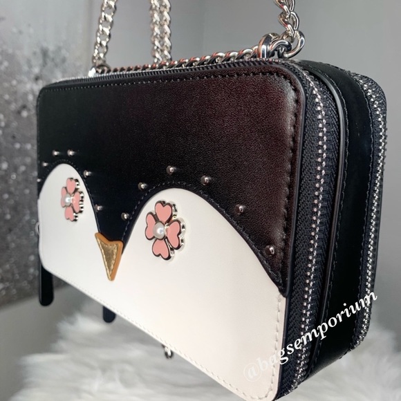 Kate Spade Chain DBL Zip Frosty Penguin Crossbody - Picture 4 of 8